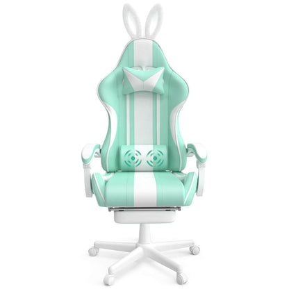 【Kawaii Bunny Design】Ferghana Light Green Gaming Chair With Bunny Ear