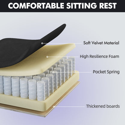 Velvet Fabric Gaming Chair - 20.5″ Wider Seat Cushion, Fire Embroidery, Ergonomic High Back Game Chair with Footrest | Computer Chair with Massage Lumbar Support for Adult, Black 6980062288896