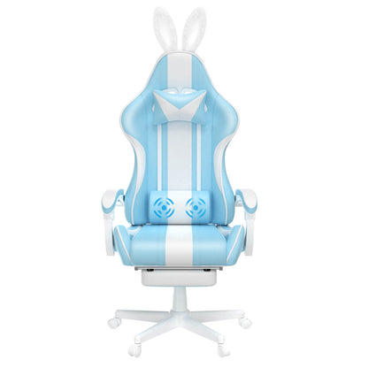 【With Bunny Ear】Ferghana Light Purple Ergonomic Cute Gamer Chair with Footrest