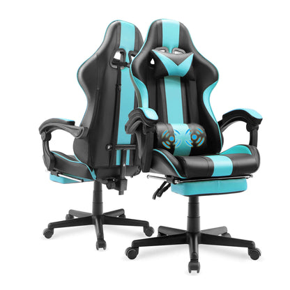 【Only 9 items left】Muses Series Miami Blue Gaming Chair with Footrest E-Sports Racing Game Chair