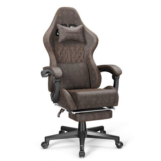 Vintage Series High Back Gaming Chair with Vintage PU Leather for Adults 350LBS - Brown