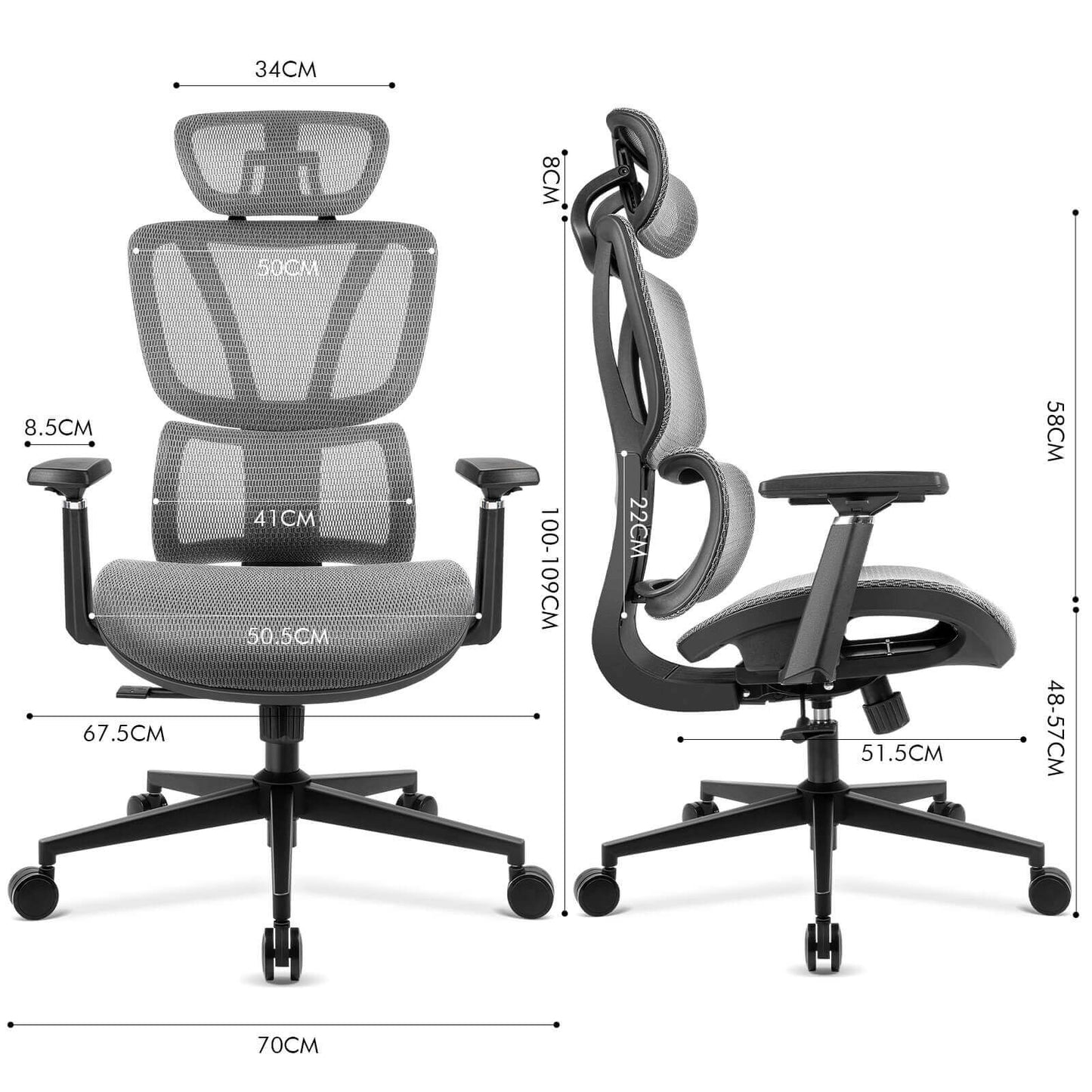 【NEW ARRIVAL】Ferghana Ergonomic Mesh Office Chair High Back Executive Swivel Chair with 400Lbs Weight Capacity(Dark Grey)