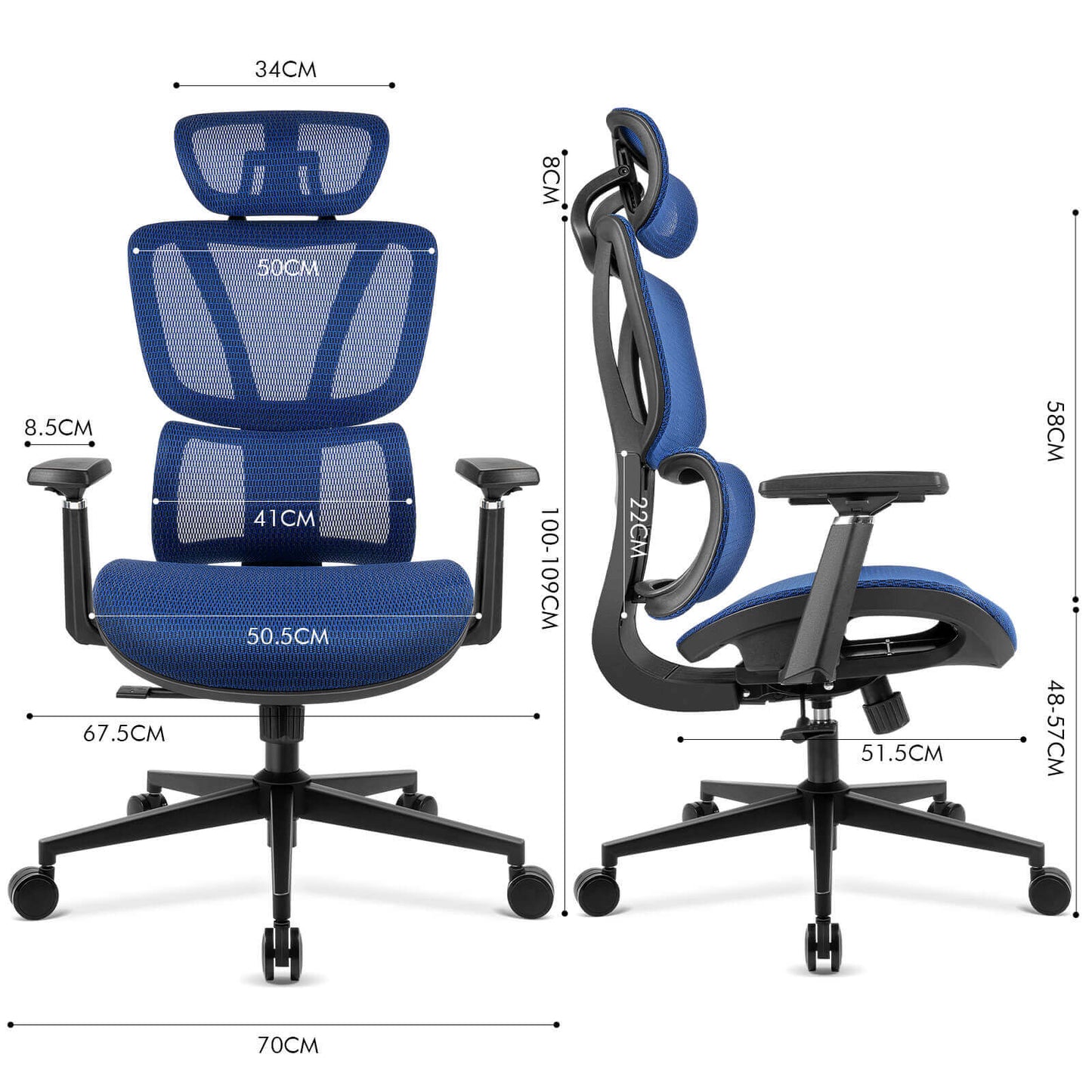 【NEW ARRIVAL】Ferghana Ergonomic Mesh Office Chair High Back Executive Swivel Chair with 400Lbs Weight Capacity(Navy)