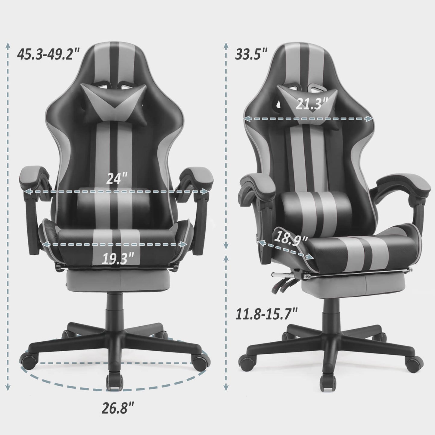 Ferghana Shelby Series Galaxy Gray Massage Racing Chair for Gaming