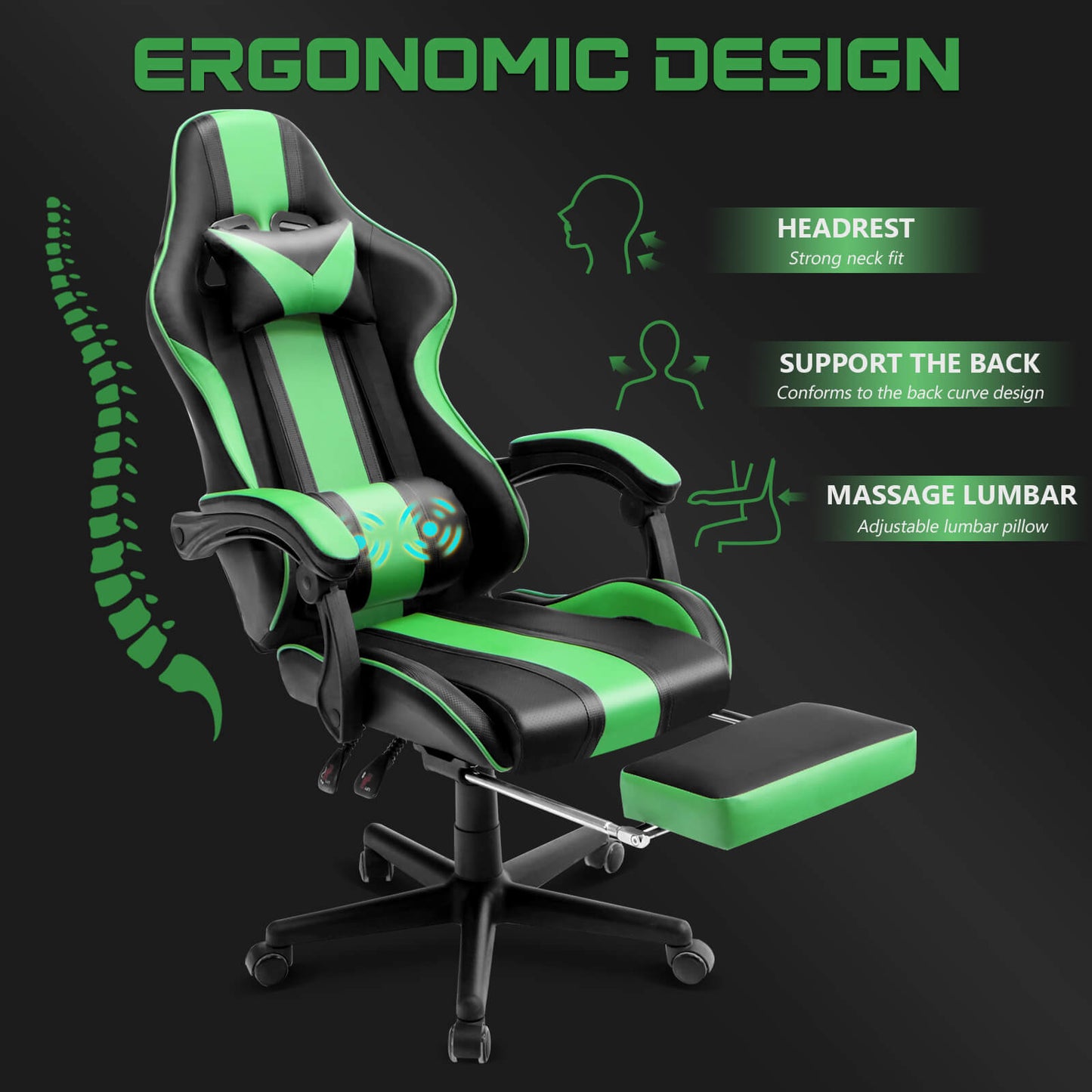 Ferghana Muses Series Gaming Chair - Green