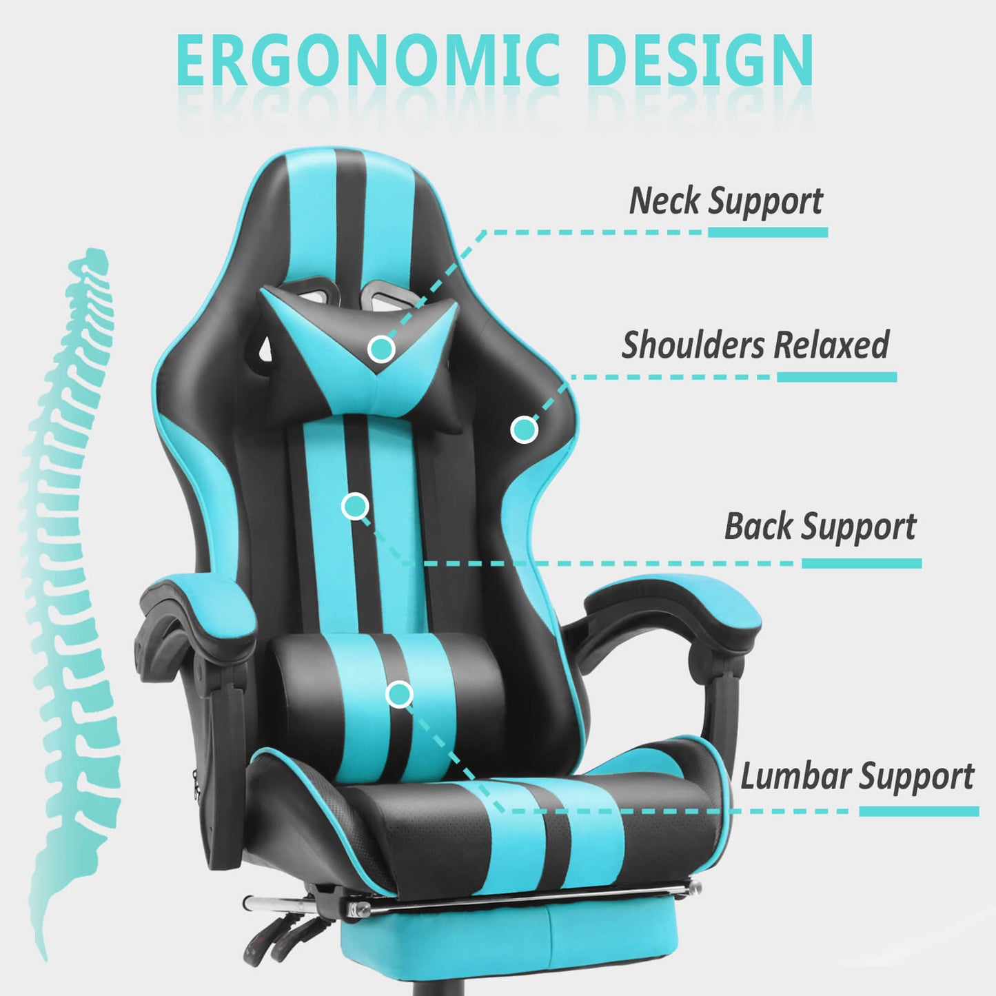 Ferghana Shelby Series Miami Blue Ergonomic Gaming Chair for Gaming Room