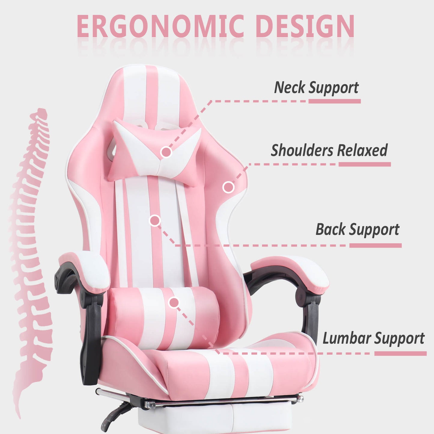 Ferghana Shelby Series Pink Computer Gaming Chair with Footrest