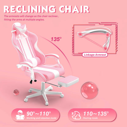 【Best Seller】Ferghana Cute Bunny Pink High Back Ergonomic Gaming Chair