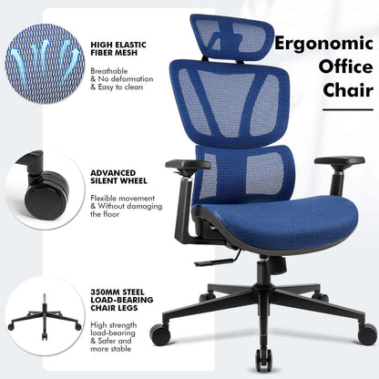 【NEW ARRIVAL】Ferghana Ergonomic Mesh Office Chair High Back Executive Swivel Chair with 400Lbs Weight Capacity(Navy)