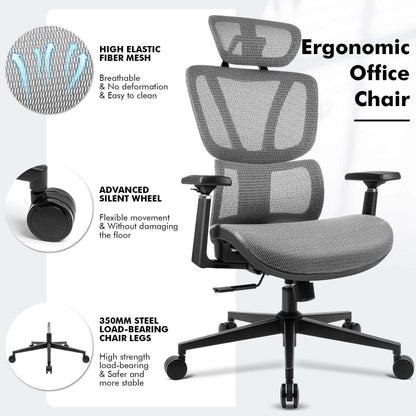 【NEW ARRIVAL】Ferghana Ergonomic Mesh Office Chair High Back Executive Swivel Chair with 400Lbs Weight Capacity(Dark Grey)