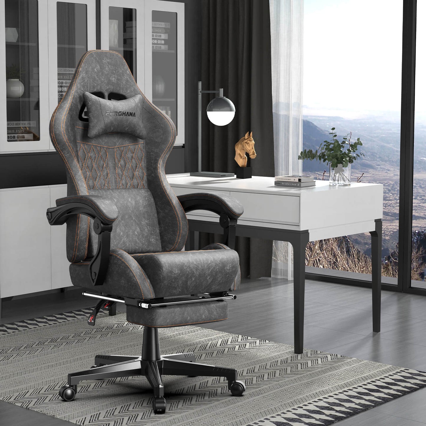 Vintage Series Ergonomic Gaming Chair Reclining Video Game Chair 350LBS - Grey