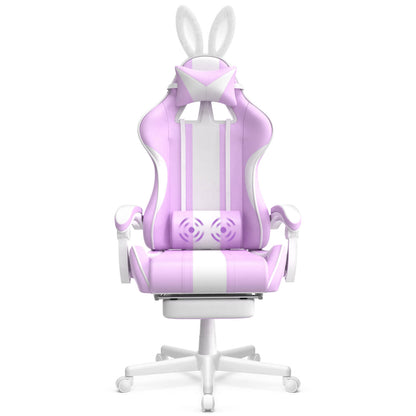 【With Bunny Ear】Ferghana Light Purple Ergonomic Cute Gamer Chair with Footrest