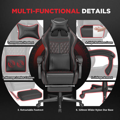 Vintage Series Gaming Chair 350Lbs High Back Gamer Chair Suitable for Home Office - Black