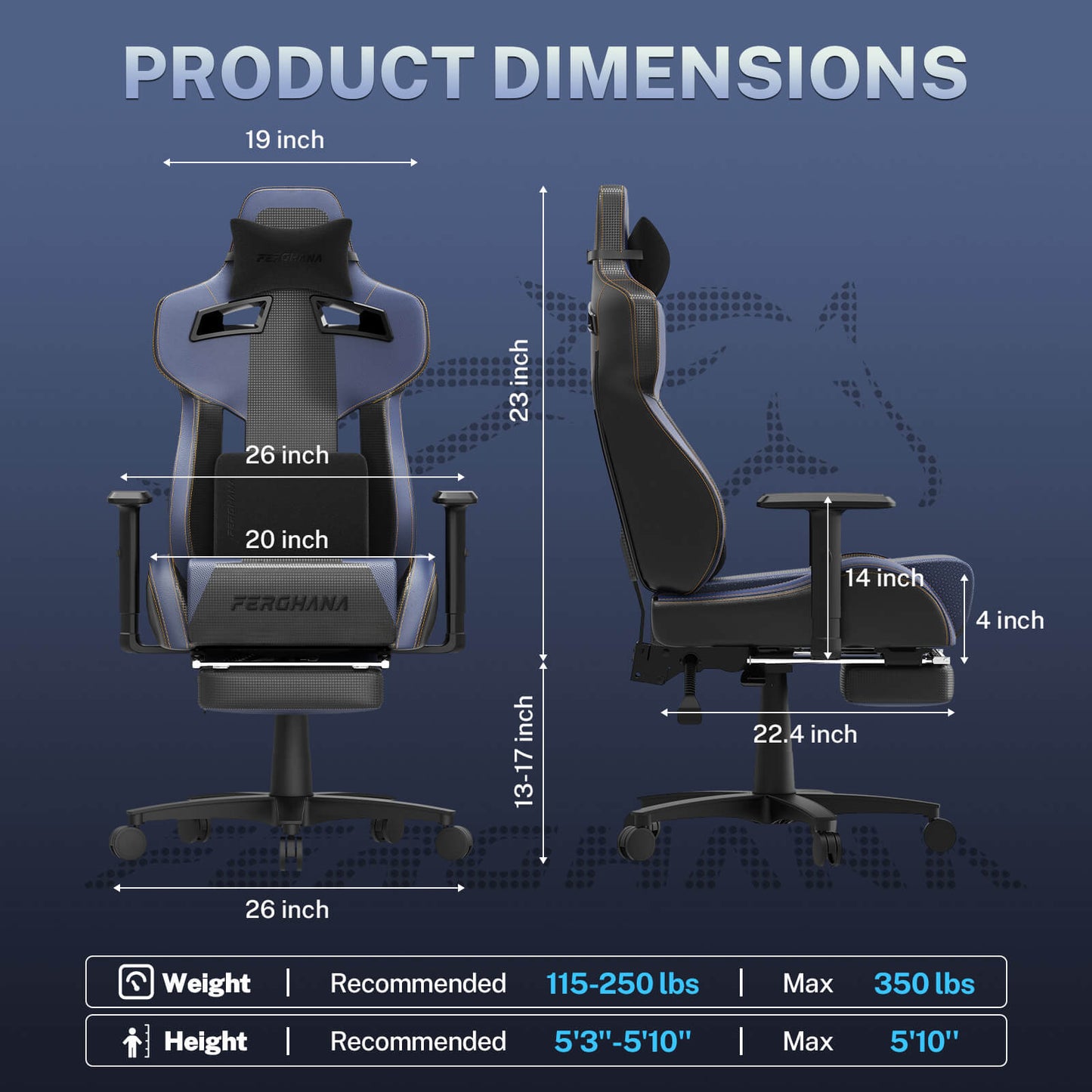 Ferghana Pro Gaming Chair - Blue