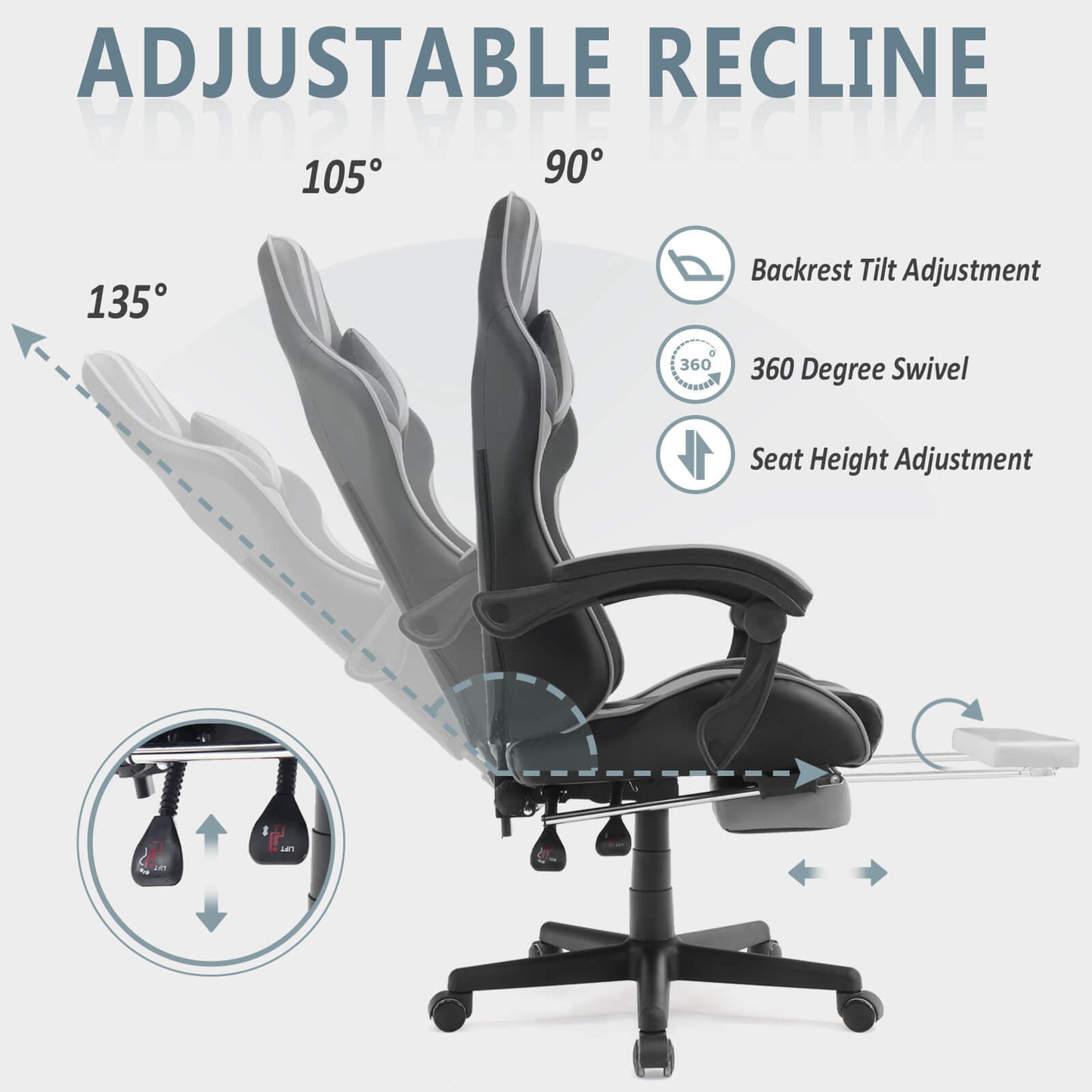 Ferghana Shelby Series Gaming Chair - Gray