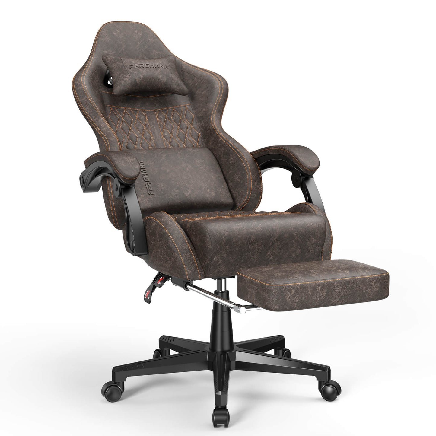 Vintage Series High Back Gaming Chair with Vintage PU Leather for Adults 350LBS - Brown