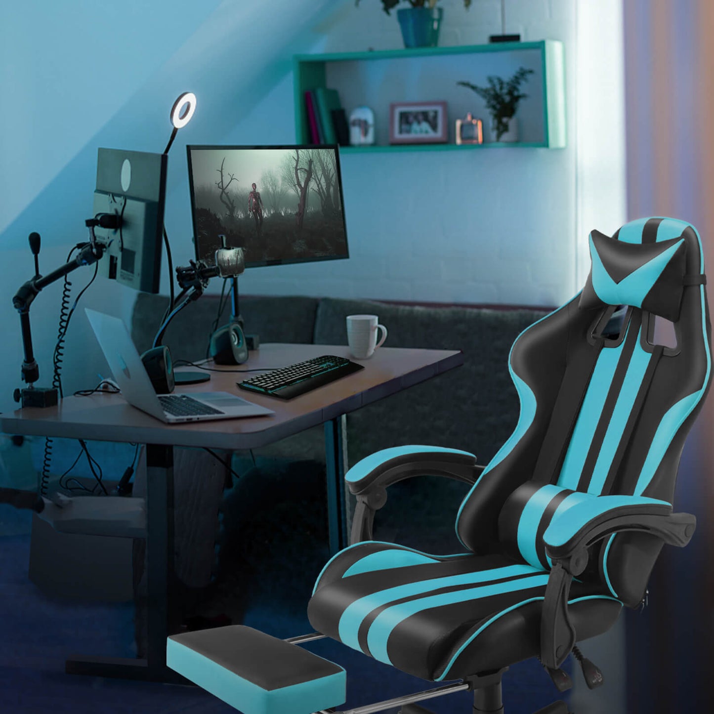 Ferghana Shelby Series Miami Blue Ergonomic Gaming Chair for Gaming Room