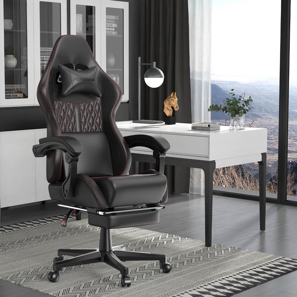 Vintage Series Gaming Chair 350Lbs High Back Gamer Chair Suitable for Home Office - Black