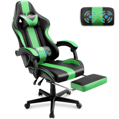 【Only 9 items left】Muses Series Green Gaming Chair with Footrest E-Sports Racing Game Chair