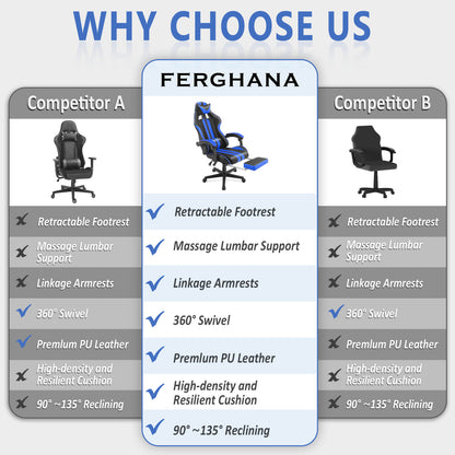 Ferghana Shelby Series Racing Style E-Sports Gaming Chair For PC Computer