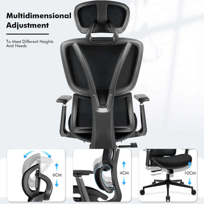 【NEW ARRIVAL】Ferghana Ergonomic Mesh Office Chair High Back Executive Swivel Chair with 400Lbs Weight Capacity(Black)