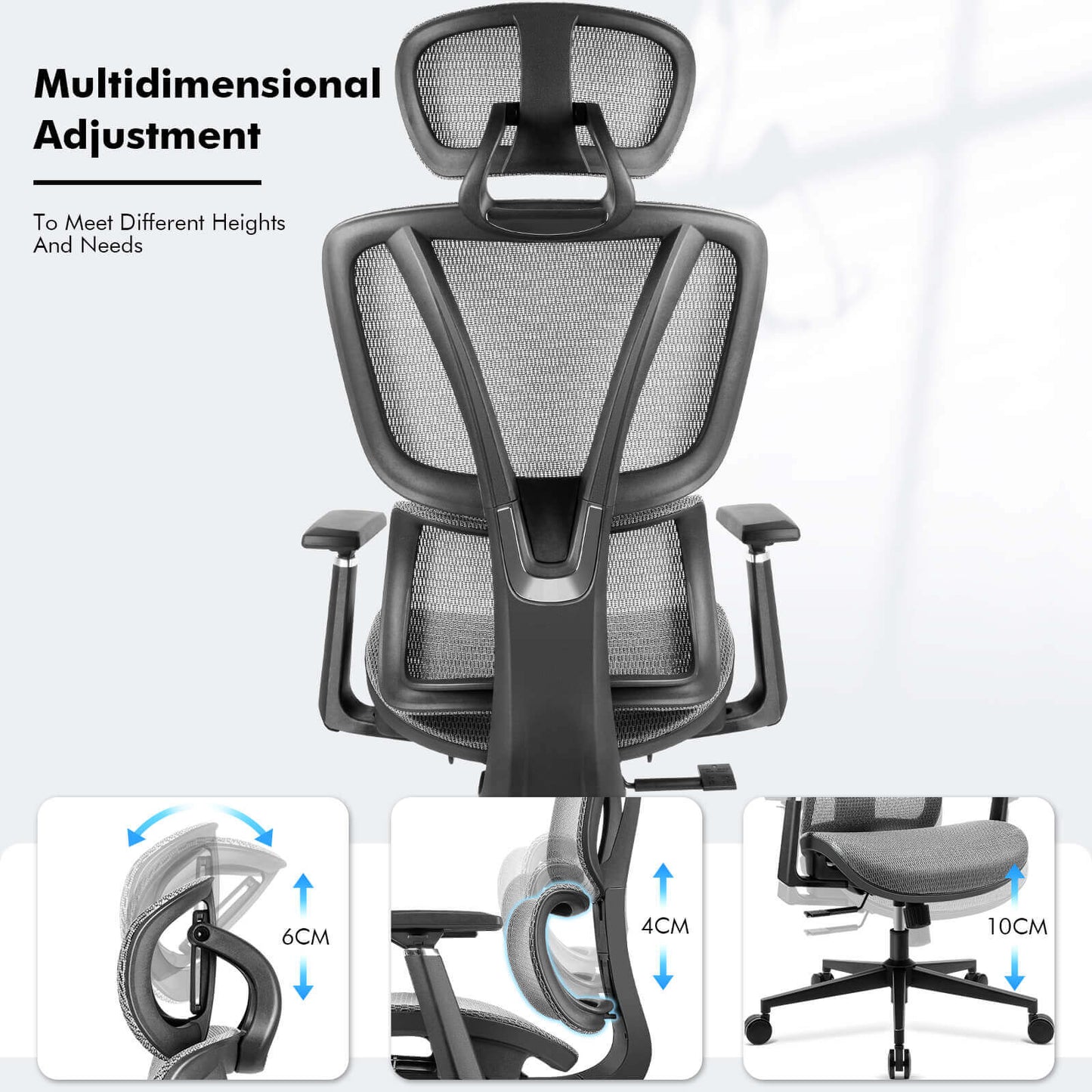 【NEW ARRIVAL】Ferghana Ergonomic Mesh Office Chair High Back Executive Swivel Chair with 400Lbs Weight Capacity(Dark Grey)