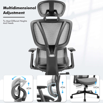 【NEW ARRIVAL】Ferghana Ergonomic Mesh Office Chair High Back Executive Swivel Chair with 400Lbs Weight Capacity(Dark Grey)