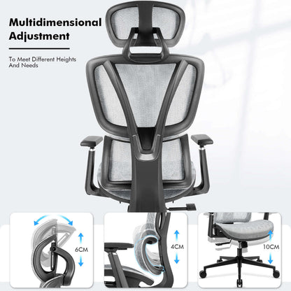 【NEW ARRIVAL】Ferghana Ergonomic Mesh Office Chair High Back Executive Swivel Chair with 400Lbs Weight Capacity(Light Grey)