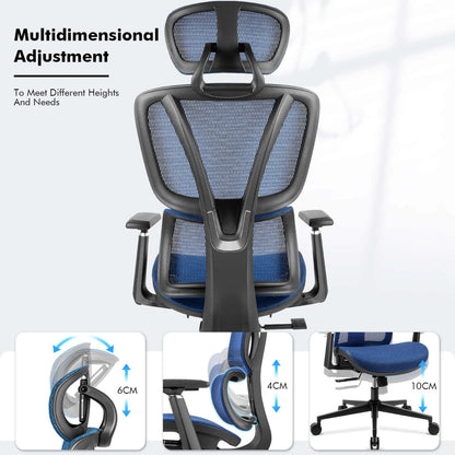 【NEW ARRIVAL】Ferghana Ergonomic Mesh Office Chair High Back Executive Swivel Chair with 400Lbs Weight Capacity(Navy)