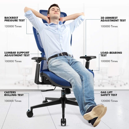 【NEW ARRIVAL】Ferghana Ergonomic Mesh Office Chair High Back Executive Swivel Chair with 400Lbs Weight Capacity(Navy)